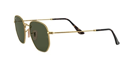 Ray-Ban Unisex RB3548N Hexagonal Flat Lens Hexagonal Sunglasses, Gold/G-15 Green, 54 mm