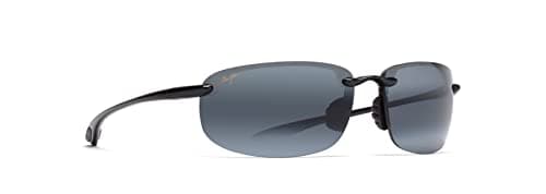 Maui Jim Men's & Women's Hookipa Polarized Rectangle Sunglasses, Gloss Black/Neutral Grey Polarized, Medium Fit