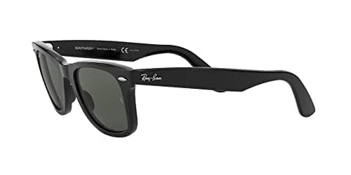 Ray-Ban RB2140 Original Wayfarer Polarized Square Sunglasses, Black/Green Polarized, 50 mm