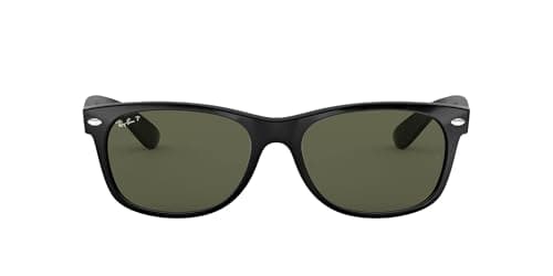 Ray-Ban Unisex RB2132 New Wayfarer Polarized Square Sunglasses, Black/Polarized Green, 58 mm