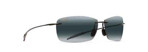 Maui Jim Men's & Women's Lighthouse Polarized Rectangle Sunglasses, Gloss Black/Neutral Grey Polarized, Medium Fit