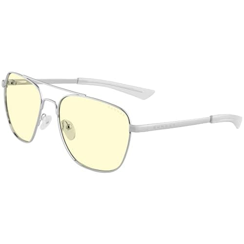 GUNNAR Computer Glasses - Mustang Chrome Amber Lens - Blue Light Blocking Anti Glare
