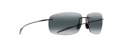 Maui Jim unisex adult Breakwall Sunglasses, Gloss Black/Neutral Grey Polarized, Medium US