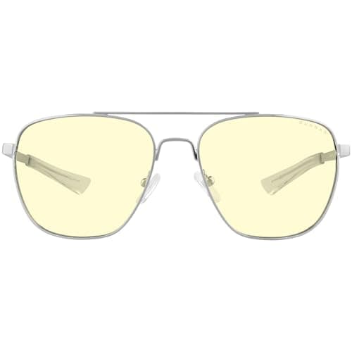 GUNNAR Computer Glasses - Mustang Chrome Amber Lens - Blue Light Blocking Anti Glare