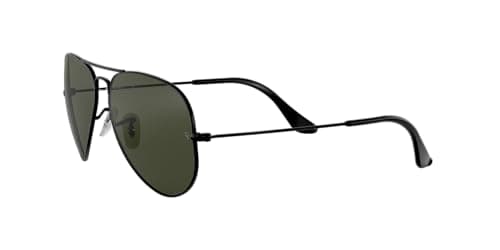 Ray-Ban RB3025 Classic Aviator Sunglasses, Black/G-15 Green, 58 mm