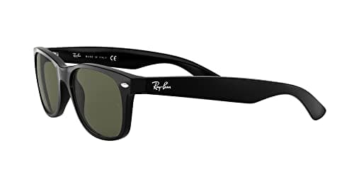 Ray-Ban Unisex RB2132 New Wayfarer Polarized Square Sunglasses, Black/Polarized Green, 58 mm