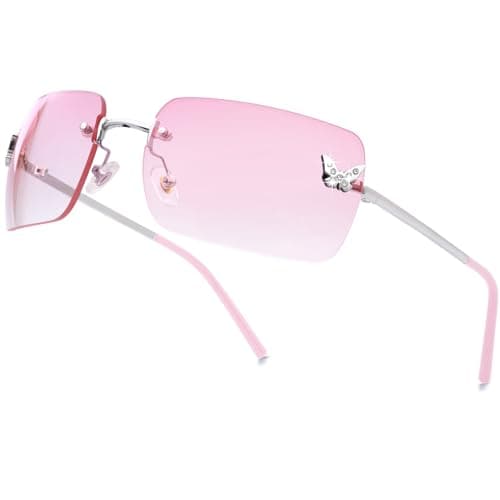 knliwkm Y2K Sunglasses Review – Pink Tinted Rimless Shades Worth It?