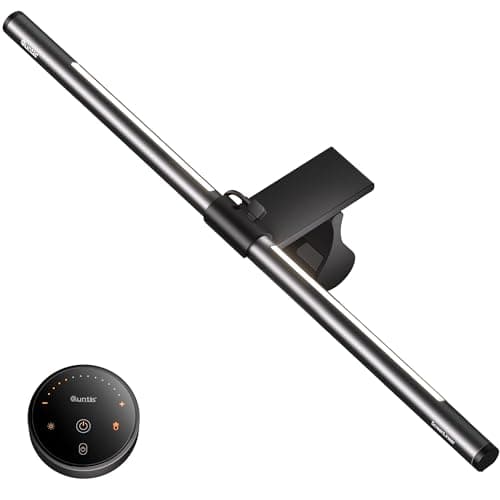 Quntis Monitor Light Bar with Remote, 20.1'' Dual Light Screen Light Bar, Sliding Weighted Clip Fit for All Screens, Adjustable Stepless Dimming, Eye Caring No Glare Gaming Work Desk Lamp, Gray