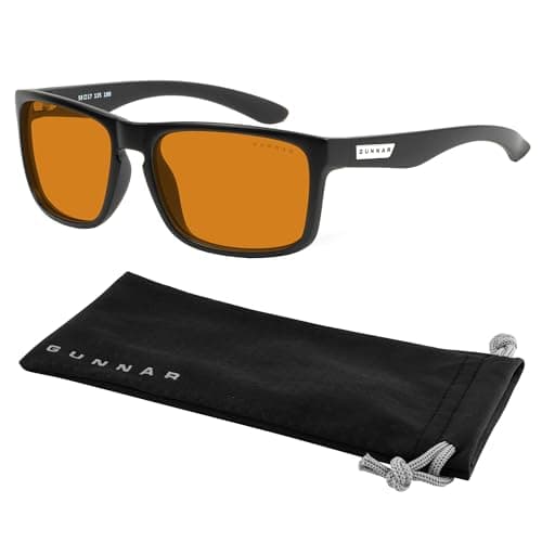 GUNNAR Gaming Glasses - Intercept Onyx Amber Max Lens - Blue Light Blocking Relieve Dry Eye