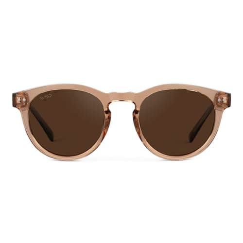 Round Polarized Sunglasses for Women - Retro Classic UV400 Protection for Driving & Everyday Wear (Light Crystal Brown/Brown Lens)