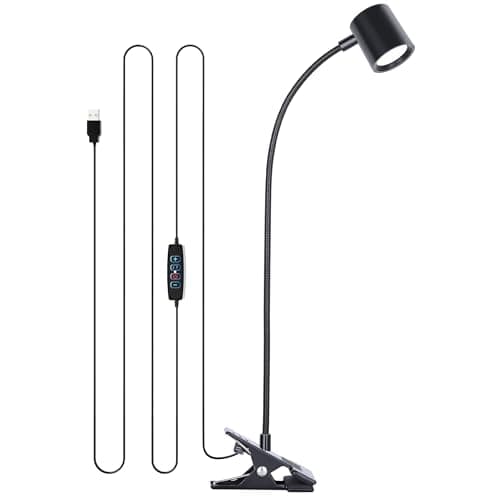 Dott Arts Desk Lamp,USB Clip On Light,Book Lights for Reading at Night,3 Color Modes,10 Brightness Clamp Lights,360° Gooseneck LED Reading Light for Books in Bed,Eye-Care for Home Office,Headboards