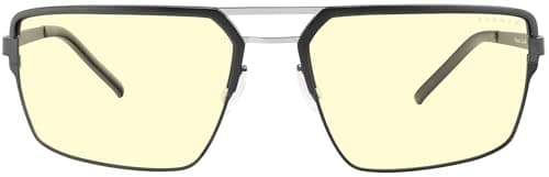 GUNNAR Computer Glasses - Pinnacles Onyx Silver Amber Lens - Blue Light Blocking Anti Glare