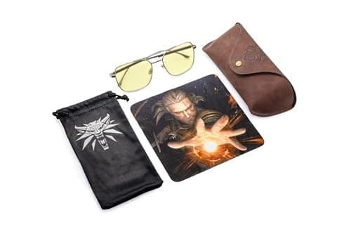 GUNNAR Gaming Glasses - Witcher White Wolf Steel Umber Amber Lens - Blue Light Blocking Relieve Dry Eye