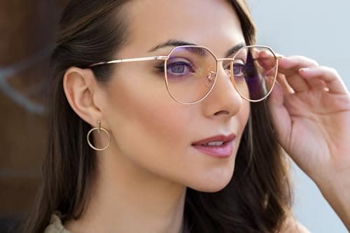 Prospek ERA Oversized Blue Light Blocking Glasses - Clear Lens for Office & Meetings - Daytime Computer Gaming Eyewear 9am-6pm - Reduce Eye Strain Headaches - Professional Style Women
