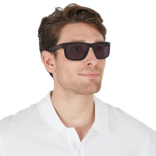 Oakley mens OO9102 Holbrook Square Sunglasses, Matte Black/Prizm Grey, 57 mm