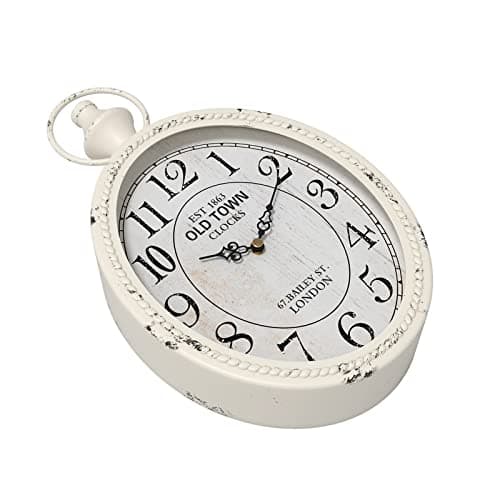 Menterry Small Retro Oval Wall Clock, Antique Old Design, White Vintage Style, Battery Operated Silent Decor Wall Clocks for Kitchen,Bedroom,Farmhouse,Bathroom (11.2" H x 6.7" W)