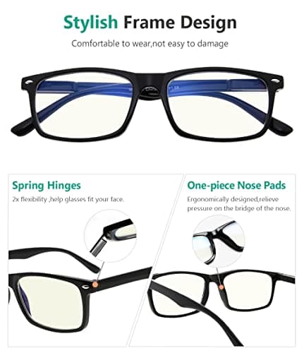 Eyekepper Anti Blue Light Glasses for Men Blue Light Blocking Glasses for Computer Eyestrain, Black
