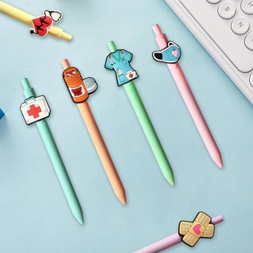 LSLSHY Cute Nurse Pens Funny Nurse Accessories for Work Aesthetic Gel Pen Black Ink Set for Cna Rn Medical Assistant Nursing Student Essentials Nurse Week Gifts Appreciation Gift