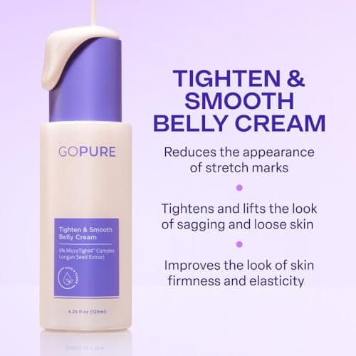 GOPURE Tighten & Smooth Belly Cream - Clinically Tested with MicroTight4 Complex to Reduce the Appearance of Cellulite & Stretch Marks - Quick Absorbing for Smoother, Firmer-Looking Skin, 4.25oz