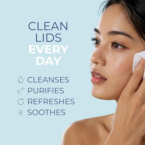 NOVEHA 60PCs Daily Hygienic Eyelid & Lash Wipes | For Blepharitis & Itchy Eyes, Demodex | Individually Wrapped Refreshening Eyelid Wipes, Natural Makeup Remover & Calming Moisturizer