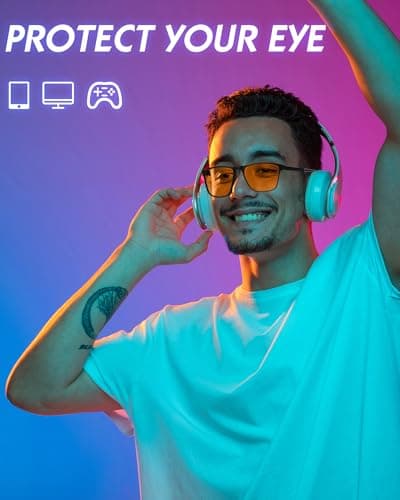 HMTIY Blue Light Blocking Glasses Gaming- Filtering Computer Gaming Screen/TV/Phone UV Blue Ray - Amber Anti Eye Strain Fatigue Lens