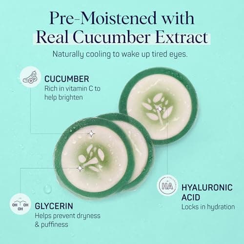 SpaLife Cooling Cucumber Eye Pads | Mothers Day Gifts & Korean Dark Circles & Puffy Eyes Treatment | Nourishing Cucumber Eye Pads | Eye Mask for Puffy Eyes Daily Depuffing Eye Patches | 4 Packs of 12