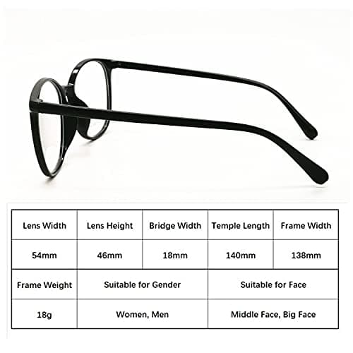 Optifine Reading Glasses Anti Blue Light Blocking Reader Oversized Frame for Women Men for Mid Big Face Anti Eyestains Black 0