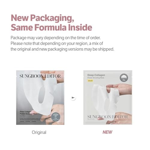 SUNGBOON EDITOR Deep Collagen Overnight Mask Hydrating Mask for Glass Skin, Wrinkle Care, Firming & Pore Refining 2,160,000PPB Collagen + 9 Peptides Korean Skincare, 4ea Gifts for Women