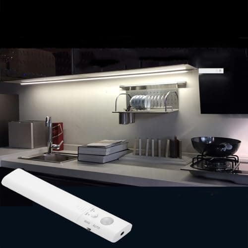 Amagle Motion Sensor Light Indoor, Closet Light Motion Sensored, Battery Operated Cabinet Led Strip Lights, 4000K White Under Cabinet Lighting, Led Lights for Bedroom, Kitchen, Stair, Shelf (3.2FT)