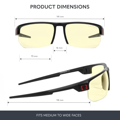 Gaming Glasses | Blue Light Blocking Glasses | Torpedo/Onyx by GUNNAR | 65% Blue Light Protection, 100% UV Light, Anti-Reflective To Protect & Reduce Eye Strain & Dryness
