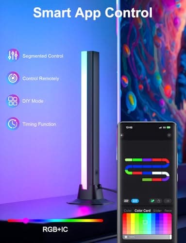 Eastfine RGB Light Bar, LED Light Bar, APP Control USB Powered, Color Changing TV Backlight Music Sync Ambient Lighting for Room PC Monitor Gaming Party Desk