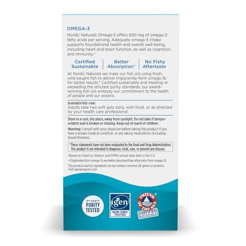 Nordic Naturals Omega-3, Lemon Flavor - 90 Soft Gels - 690 mg Omega-3 - Fish Oil - EPA & DHA - Immune Support, Brain & Heart Health, Optimal Wellness - Non-GMO - 45 Servings