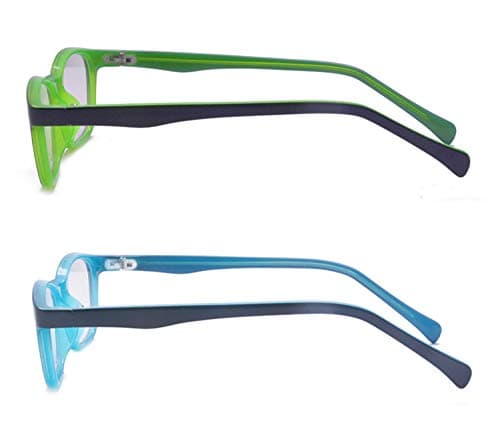 Outray 2 Pack Kids Anti Blue Light Glasses Classic Rectangle Eyewear Anti Harmful Blue Light/UV400 | Anti Glare (Blue+Green, 47)