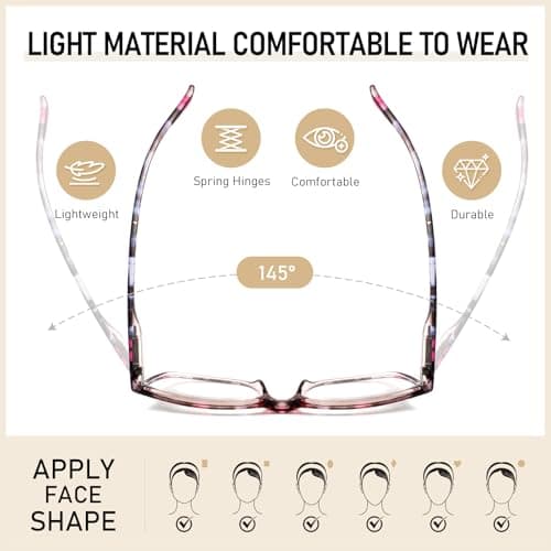 SIGVAN Ladies Reading Glasses Blue Light Blocking Spring Hinge Fashion Pattern Print Eyeglasses for Women (multicolour, 3.00)