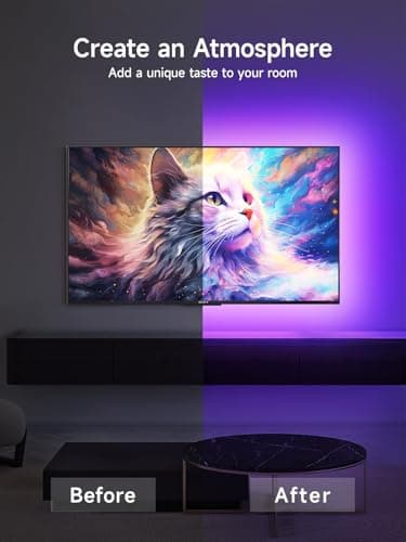 KANTUTOE LED Lights for TV, 16.4ft TV LED Backlight for 45-75 Inch TVs, RGB TV Backlight Behind with Music Sync, Smart APP and Button Control Strip Lights USB Powered for Bedroom/Gaming
