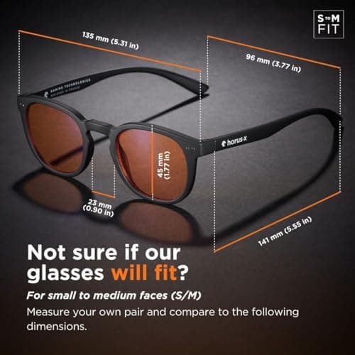 Horus X • Round Blue Light Glasses Men and Women | Computer Glasses for Screens Anti-Fatigue & Eyestrain Relief | Amber