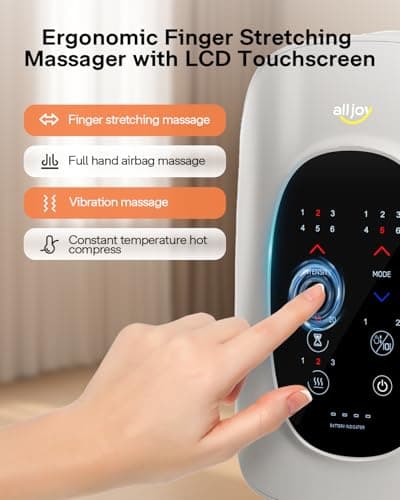 ALLJOY Hand Massager with Heat and Compression, Knuckle Stretching and Hand Massage, 6 Modes 6 Intensities 3 Heat for Arthritis and Carpal Tunnel Relief, Mothers Day Gifts for Women Men(Champagne)