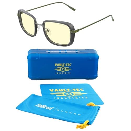GUNNAR Gaming Glasses - FalloutVault 33 Olive Amber Lens - Blue Light Blocking Relieve Dry Eye
