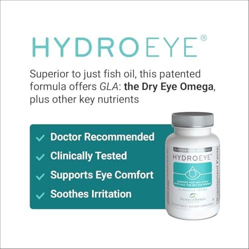 ScienceBased Health HydroEye Dry Eye Supplement – Clinically Tested Formula with GLA & Omega-3 – Supports a Healthy Tear Film for Lasting Eye Comfort – 120 Softgels