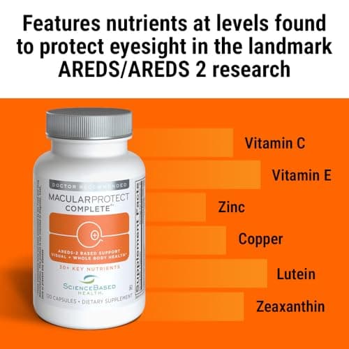 ScienceBased Health MacularProtect Complete – AREDS 2 Eye Health Supplement & Daily Multivitamin – 30+ Nutrients with Lutein & Zeaxanthin – Supports Vision & Whole Body Health – 120 Capsules