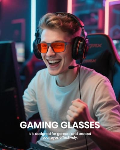 Cyxus Orange Blue Light Blocking Glasses for Men Women Gaming Glasses Reduce Eye Strain Sleep Better（8303O02 Orange Lens Black Frame）