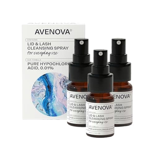 Avenova Eyelid and Eyelash Cleanser Spray - Gentle, Pure Hypochlorous Acid Spray for Eye Irritation - Daily Lash and Eyelid Cleanser - 3-Pack, 20ml Glass Bottle