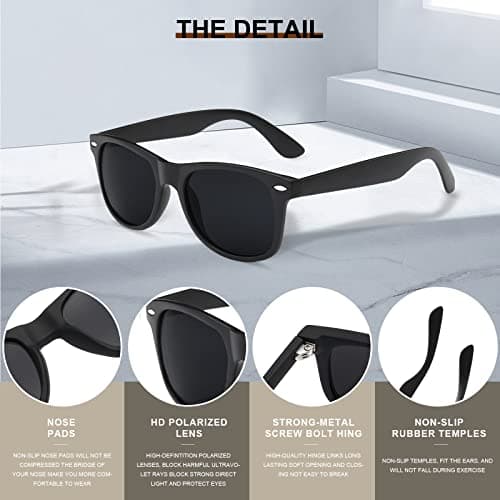 DEMIKOS Sunglasses Men Polarized Sunglasses for Mens Womens Retro Mirror Lens for Driving Fishing UV Protection