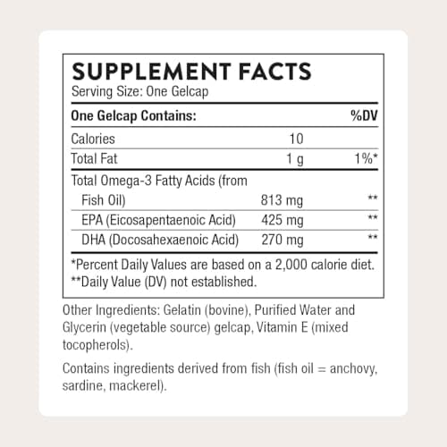 THORNE - Super EPA - Omega-3 Fish Oil Supplement with EPA & DHA from Sustainably Sourced Fish - Supports Brain, Skin, Joint & Heart Health* - Third-Party Certified - Gluten & Dairy-Free - 90 Softgels