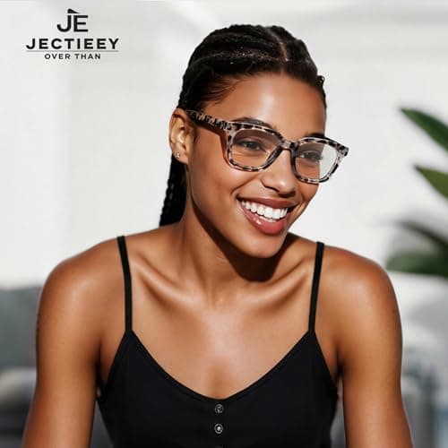 Jectieey Blue Light Blocking Glasses for Women Men,Oversize Fashion Squre Anti Eyestrain Glasses for Gaming/Reading/TV(white quartz)