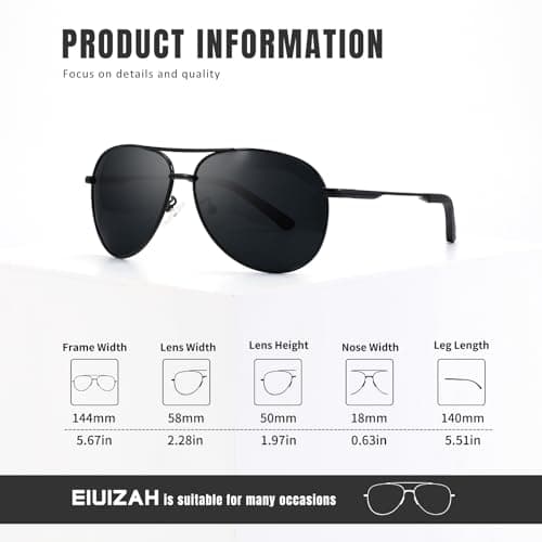 Eiuizah Polarized Aviator Sunglasses for Men and Women, Driving Sun Glasses with UV Protection for Fishing Golf