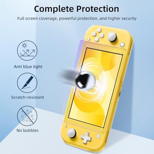 Jngnpn 2-Pack Blue Light Blocking Screen Protector for Switch Lite Model 2019 [5.5 Inch]- Anti Glare, Anti Scratch,Anti Fingerprint, Eye Protection Film,HD Clear, Bubble Free, 9H Hardness