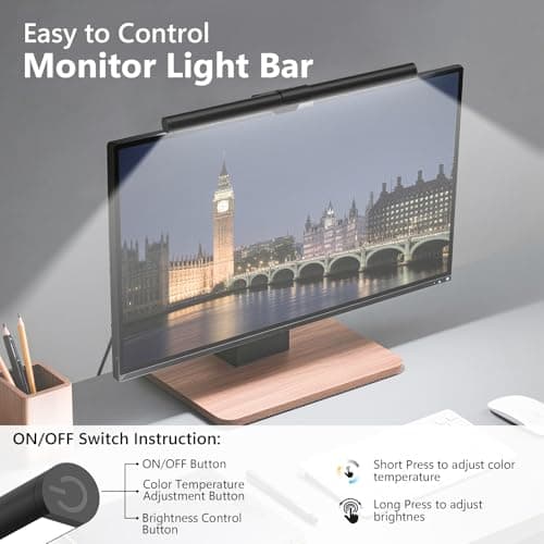 Samphon Monitor Light Bar, Eye-Care USB Reading Mnitor lamp, 11.8'' LED Computer Lights with Ultrawide Lighting, 3 Color Temperature Dimmable Desk Light for Home Office Gaming