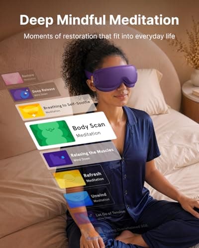 RENPHO x Headspace Meditation Eye Massager with Heat, Mothers Day Birthday Gifts for Mom Women Her Wife, FSA Eligible HSA, Ultra-Quiet for Sleep Portable Heated Eye Mask for Migraine Relief Eyeris Zen