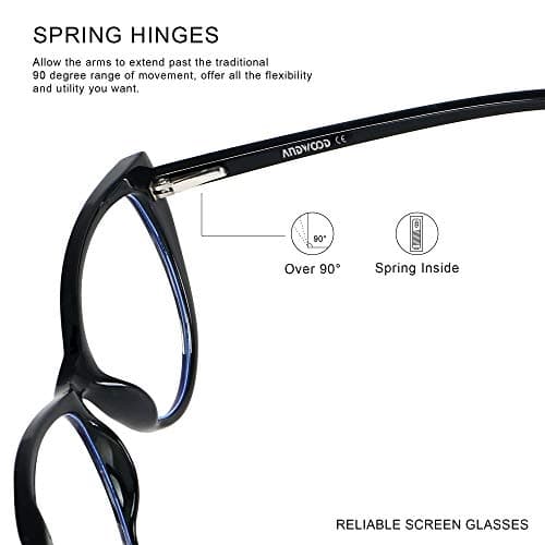 ANDWOOD Blue Light Blocking Glasses Women Bluelight Blocker Computer Cateye Clear Cat Eye Eyeglasses Frame Black